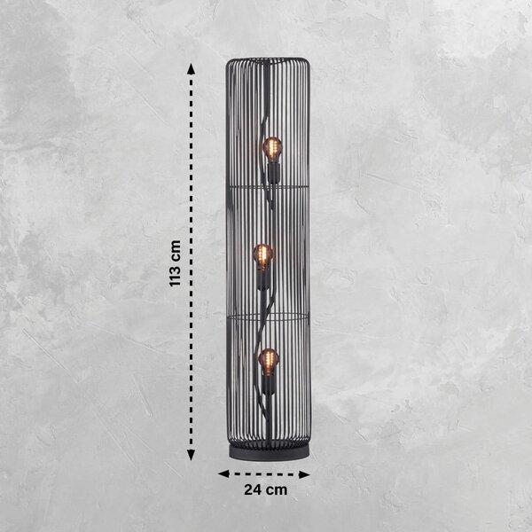 Черна подова лампа (височина 113 cm) Cage – Fischer & Honsel