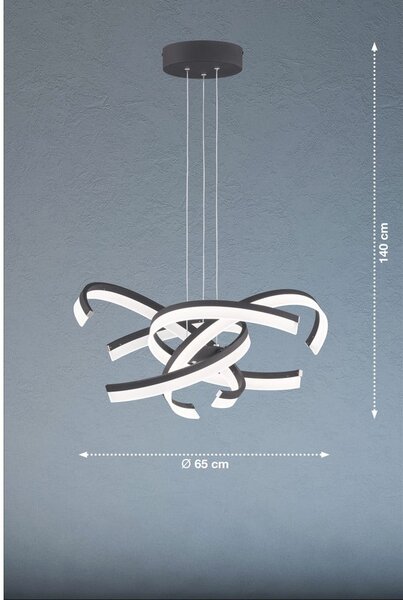 Черно LED затъмняващо се висящо осветително тял ø 65 cm Sund TW – Fischer & Honsel