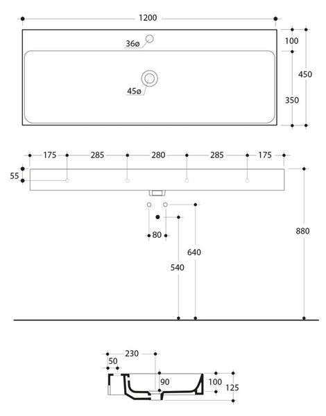 Бял керамичен двоен умивалник 120x45 cm Cento – Sapho