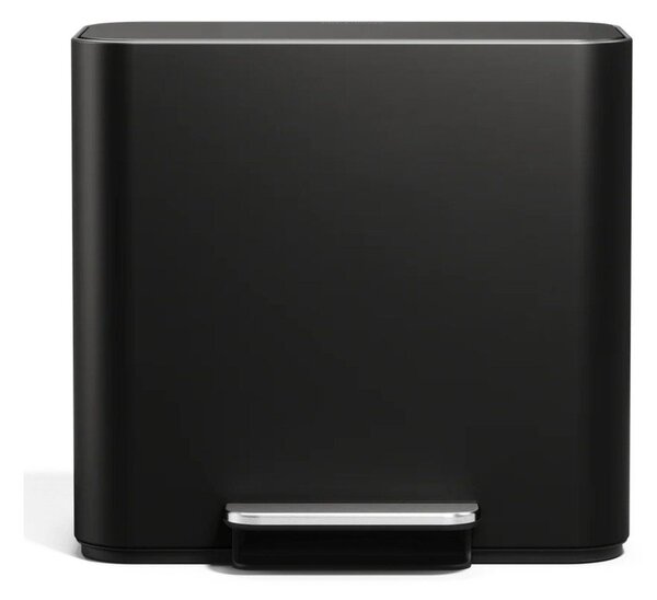 Матово черно стоманено кошче за боклук за рециклиране/с педал 15 l Dual Mini – simplehuman