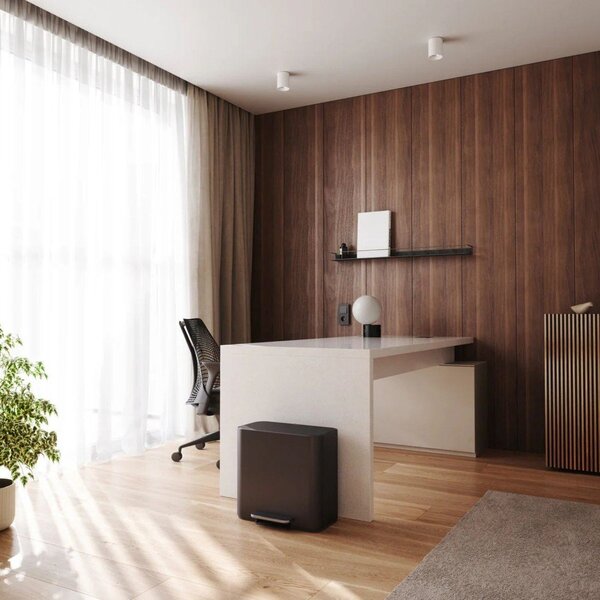 Матово черно стоманено кошче за боклук за рециклиране/с педал 15 l Dual Mini – simplehuman