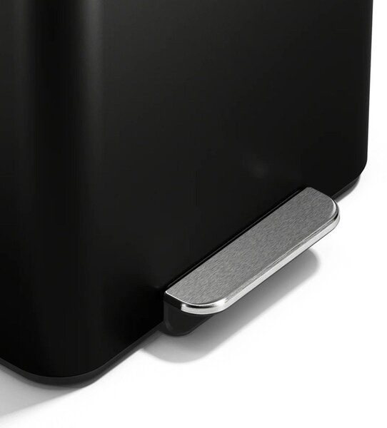 Матово черно стоманено кошче за боклук за рециклиране/с педал 15 l Dual Mini – simplehuman