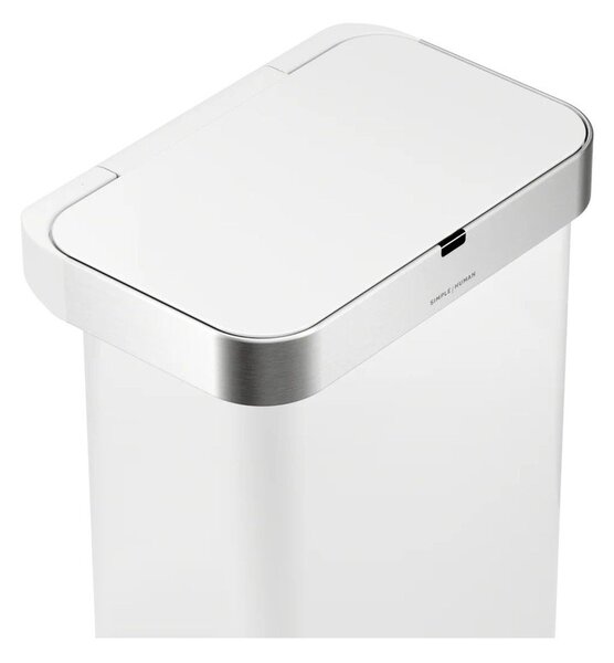 Безконтактно стоманено кошче за боклук в матово бял цвят 58 l Sensor – simplehuman