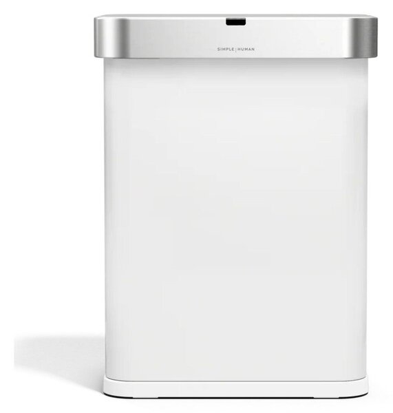 Безконтактно стоманено кошче за боклук в матово бял цвят 58 l Sensor – simplehuman