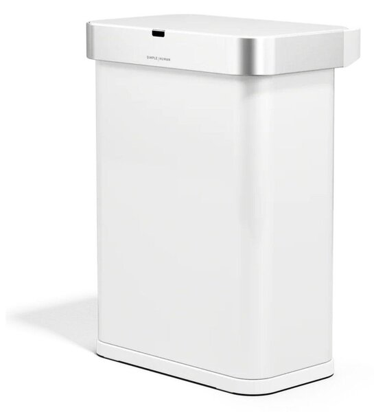 Безконтактно стоманено кошче за боклук в матово бял цвят 58 l Sensor – simplehuman