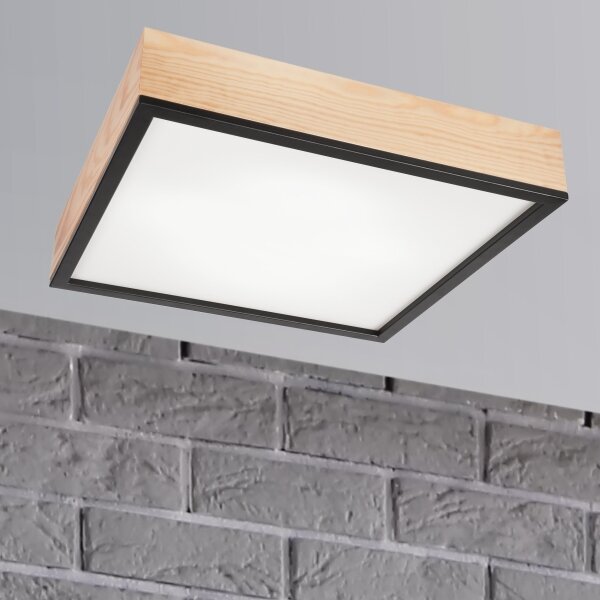 Плафон NATURAL SQUARE 4xE27/15W/230V 48x48 см бор/черен