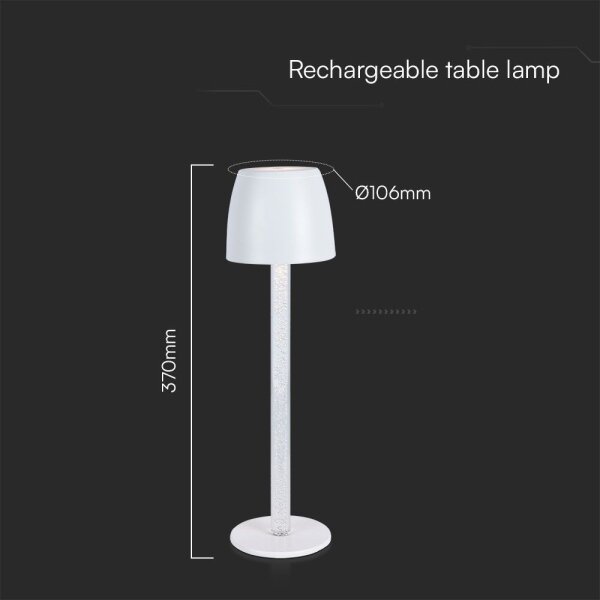 LED регулируема настолна лампа, зареждаща, 3W, 5V, 3000K, бяла