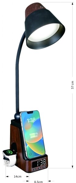 Immax 08999L - LED+CCT Димируема настолна лампа с безжично зареждане QI IDEAL LED/8W/230V кафява