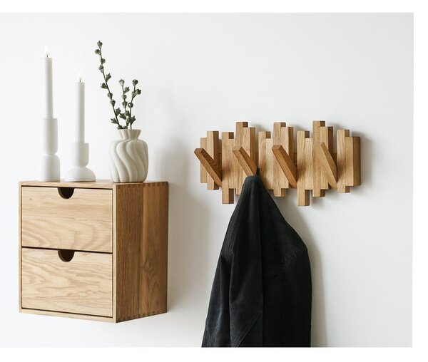 Стенна закачалка от масивен дъб в естествен цвят 3 cm Caltra – House Nordic