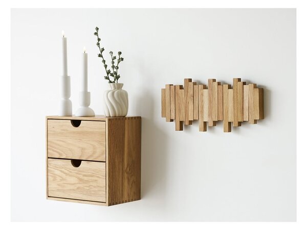 Стенна закачалка от масивен дъб в естествен цвят 3 cm Caltra – House Nordic