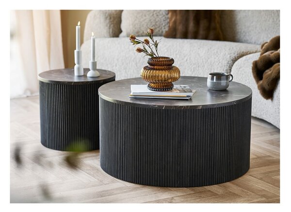 Тъмнокафява кръгла масичка за кафе с плот от имитация на мрамор ø 80 cm Rota – House Nordic
