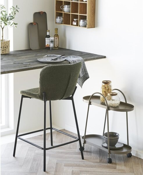 Тъмнозелен тапициран бар стол (височина на седалката 65 cm) Maceda – House Nordic