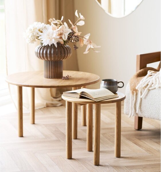 Кръгла странична масичка от масивен дъб ø 40 cm Jena – House Nordic
