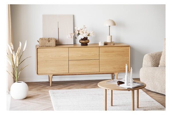 Кръгла масичка за кафе от масивен дъб в естествен цвят ø 70 cm Jena – House Nordic