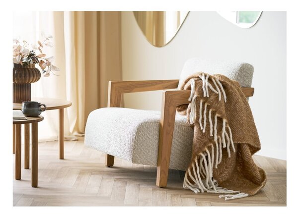 Светлокафяво одеяло със смес от вълна 130x170 cm Carmel – House Nordic