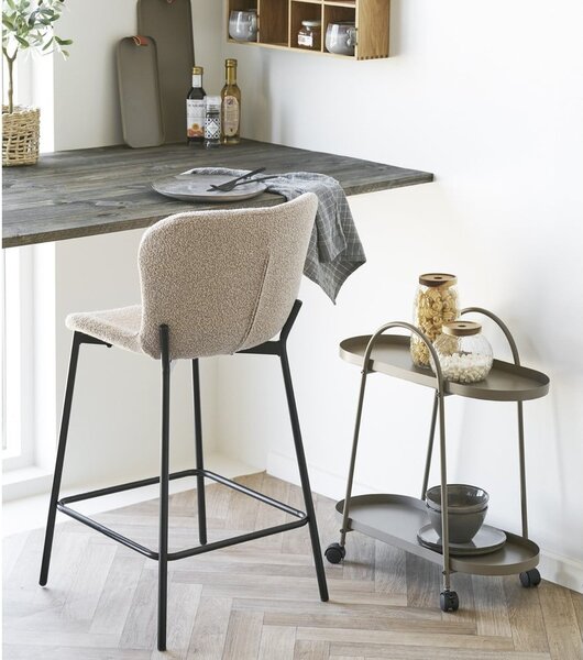 Бежов тапициран бар стол (височина на седалката 65 cm) Maceda – House Nordic