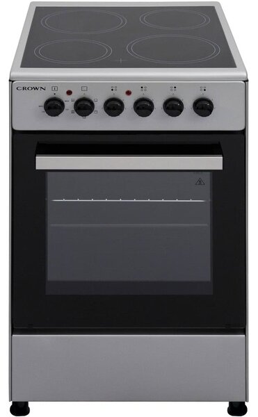 Готварска печка Crown CEC-5060V IX, 4 нагревателни зони, 47л обем, 5 функции, 6 степени на нагряване на котлоните, индикатор за остатъчна топлина, инокс