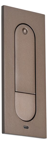 Комплект от 2 модерни стенни лампи тъмен бронз, включително LED и USB-C порт - Hilton