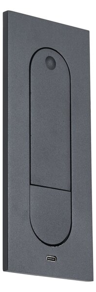 Комплект от 2 модерни стенни лампи черни, включително LED и USB-C порт - Hilton