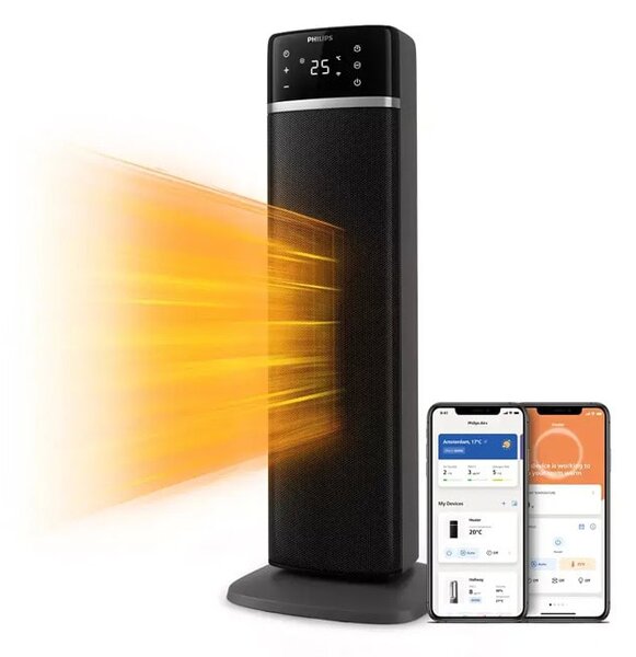 Вентилаторна печка Philips CX5120/11, 2000W, 5 вградени функции за защита, черна