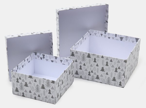 Sinsay - Коледни подаръчни кутии с шарка на елхи 2 pack - сревърно