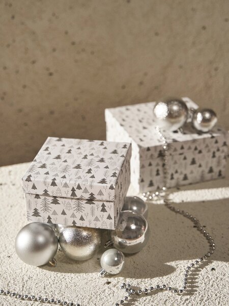 Sinsay - Коледни подаръчни кутии с шарка на елхи 2 pack - сревърно