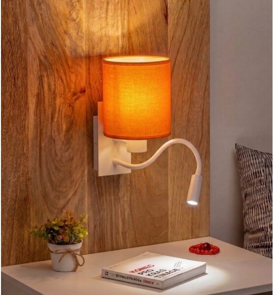 Brilagi -LED гъвкава настенна лампа NUBILA 1xE27/25W/230V + LED/3W бяла/оранжева