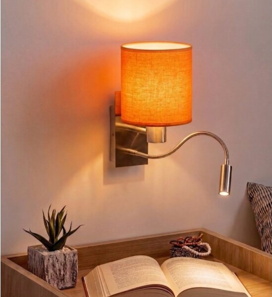 Brilagi - LED гъвкава стенна лампа NUBILA 1xE27/25W/230V+LED/3W хром/оранжева