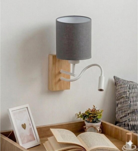 Brilagi - LED настенна лампа NUBILA WOOD 1xE27/25W/230V + LED/3W дъб/бяла/светлосива