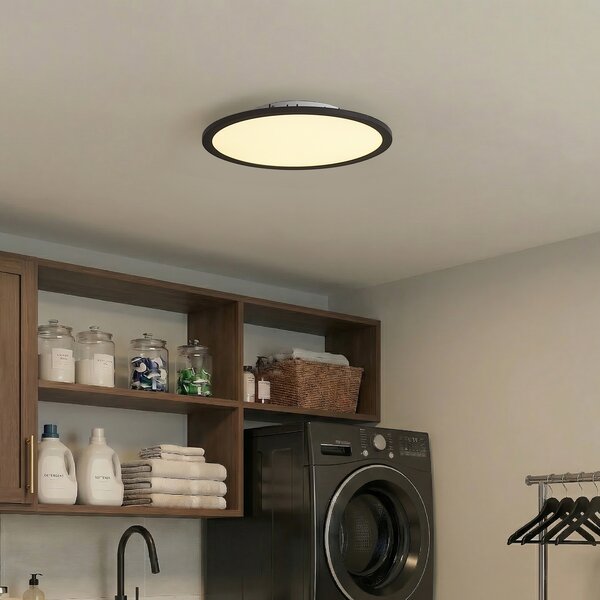 Интелигентен LED панел черен 40 см вкл. LED димиране до топло с дистанционно управление - Knob