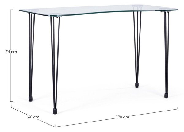 Работна маса със стъклен плот 60x120 cm Rondo – Bizzotto