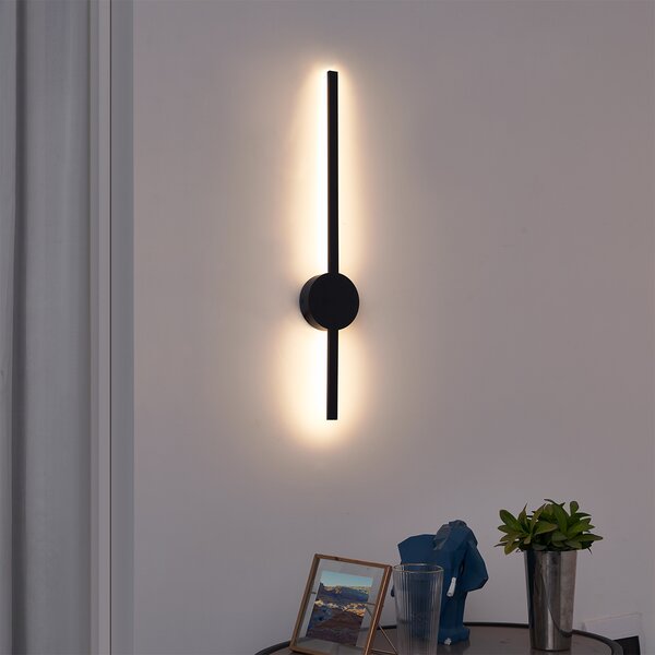 Модерна стенна лампа черна 60 см вкл. LED - Clockwise