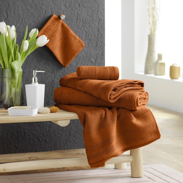 Теракотена памучна хавлиена кърпа от тери 70x130 cm Tendresse – douceur d'intérieur