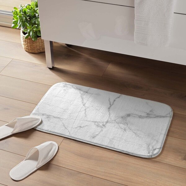 Бял/сив текстилен килим за баня 45x75 cm Marbre – douceur d'intérieur