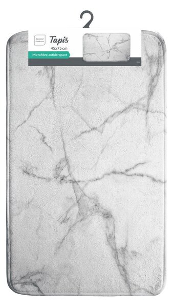 Бял/сив текстилен килим за баня 45x75 cm Marbre – douceur d'intérieur