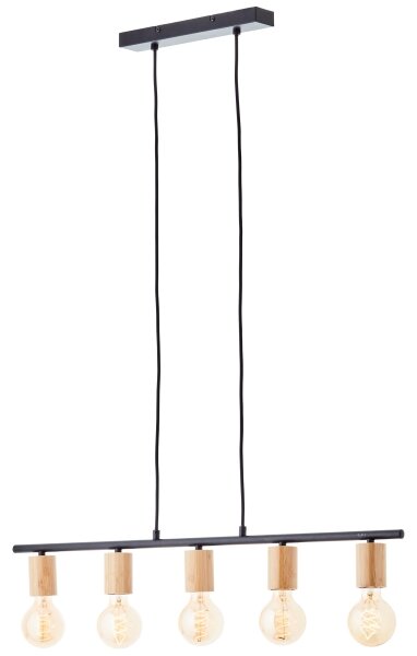 Brilliant - Полилей на кабел KERRY 5xE27/40W/230V черен/бамбук