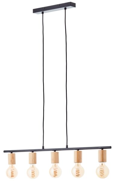 Brilliant - Полилей на кабел KERRY 5xE27/40W/230V черен/бамбук