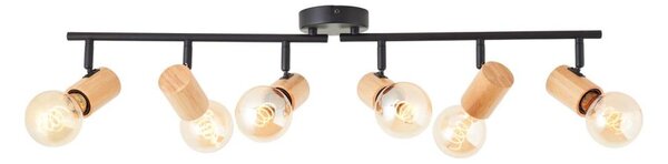 Brilliant - Точково осветително тяло KERRY 6xE27/40W/230V черно/бамбук