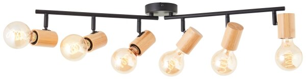Brilliant - Точково осветително тяло KERRY 6xE27/40W/230V черно/бамбук