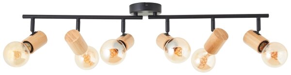 Brilliant - Точково осветително тяло KERRY 6xE27/40W/230V черно/бамбук