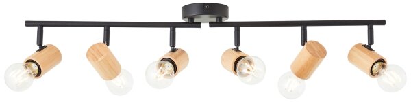 Brilliant - Точково осветително тяло KERRY 6xE27/40W/230V черно/бамбук