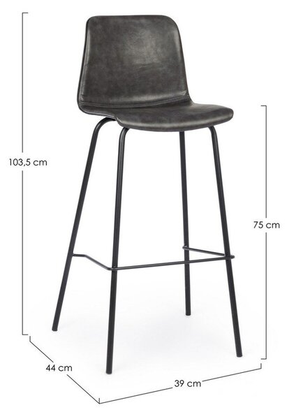 Тъмносив тапициран бар стол (височина на седалката 75 cm) Kyra – Bizzotto