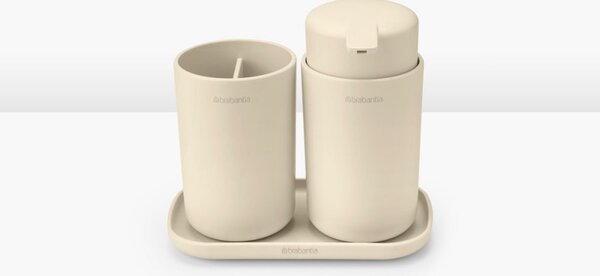 Комплект аксесоари за баня Brabantia ReNew 1006266, 3 части, 250 мл, Устойчиви на корозия, Бежов