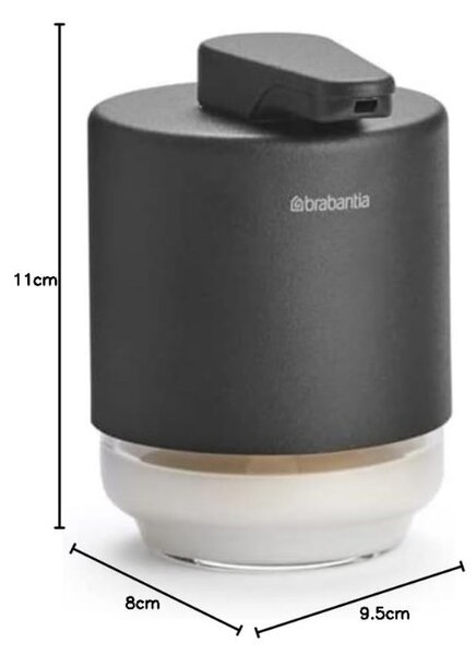 Дозатор за течен сапун Brabantia MindSet 1005672, 200 мл, Широк отвор, Тъмносив