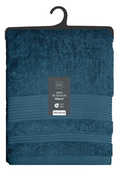Тъмносиня памучна хавлиена кърпа от тери 70x130 cm Tendresse – douceur d'intérieur