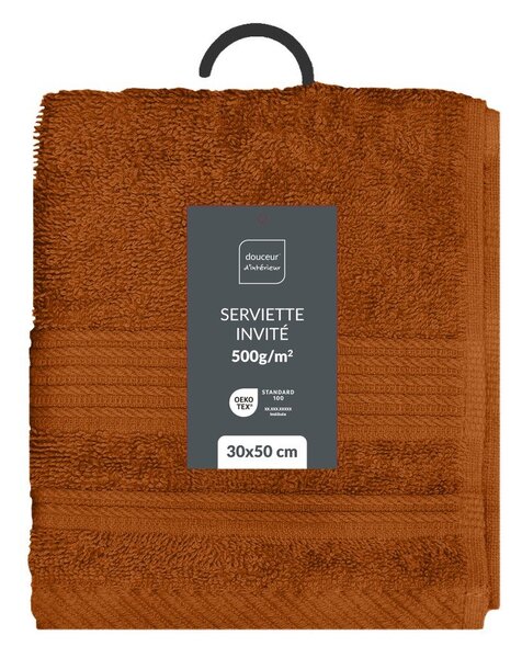 Теракотена памучна кърпа от тери 30x50 cm Tendresse – douceur d'intérieur