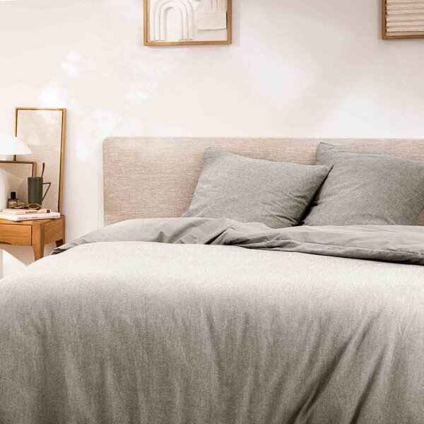 Сиво двойно /удължено 3 части памучно спално бельо 240x220 cm Meline – douceur d'intérieur