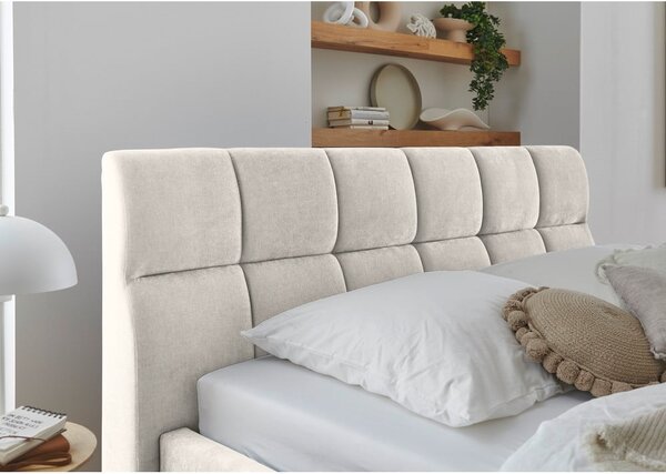 Бежово двойно легло тапицирано без ламелно дъно 180x200 cm Canyon – Meise Möbel