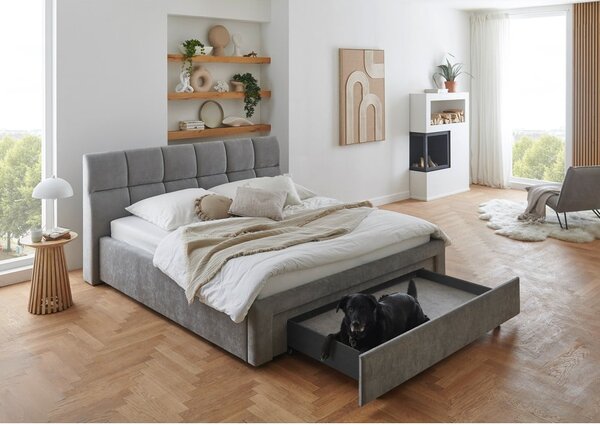 Сиво двойно легло тапицирано без ламелно дъно 180x200 cm Canyon – Meise Möbel