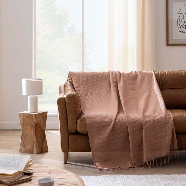 Теракотено памучно покривало за легло 125x150 cm Lilia – douceur d'intérieur